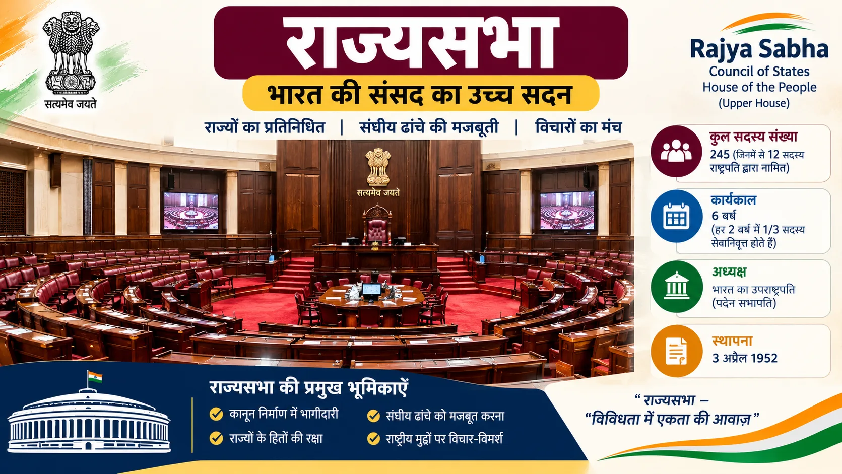 Rajya Sabha: Composition, Election, Powers & Functions